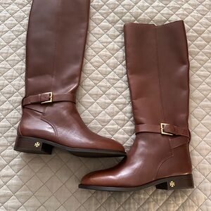 Like New Tory Burch Brooke 25MM Brown Leather Knee Boots Sz 8M